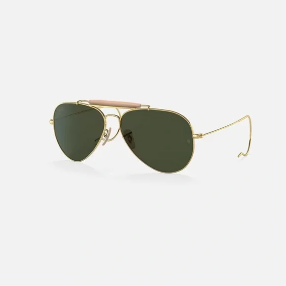 NEW Ray-Ban Outdoorsman Gold Frame Green Classic G-15 RB3030 58mm ADJUSTABLE - Picture 5 of 6